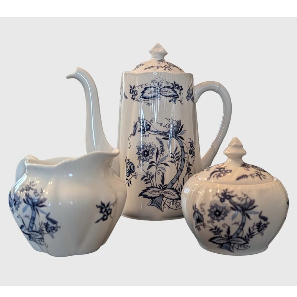 Shelley Meissenette 14260 Dainty Coffee Pot Creamer Sugar Bowl Set Bone China